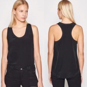 100% silk Joie tank black with taupe heart print